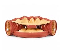 CHEWJOY Ce Tunnel et lit pour Chat 2 en 1 est spécialement conçu pour Les Chats American Bobtail. Il Comprend des balles suspendues et Un Espace de Repos Doux et Chaud. Red