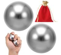 Chewtoyo Balles de handball en métal, 3,6 cm, balles d'exercice en acier inoxydable, balles de fitness, balles de baoding, 2 balles de massage des mains, balles d'exercice en acier inoxydable avec