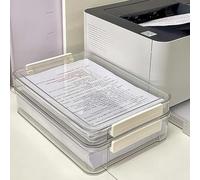 Chewtoyo Boîte de rangement transparente en plastique pour dossiers, portable et empilable avec poignées, pour papier A4 et documents, coffret de bureau en PET pour certificats ou contrats