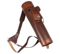 Chewtoyo Carquois à arc composé, cuir synthétique, support de flèche cylindrique, marron foncé, bandoulière réglable, boucle en métal, chasse en plein air, tir à l'arc