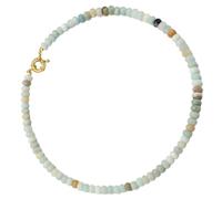 Chewtoyo Edelstein-Perlenkette, natürliche Regenbogen-Stein-Halskette für Damen, Boho-Stil mit flachen runden Perlen und goldenem Spiral-S-Verschluss, Schlüsselbeinkette für Strand und Urlaub