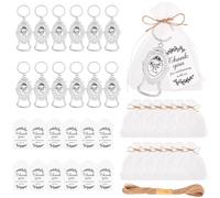 Chewtoyo Lot de 12 ouvre-porte-clés en alliage de zinc argenté, emballés avec des sacs en organza et des étiquettes de remerciement, parfaits pour les mariages, baptêmes et autres célébrations
