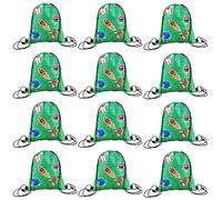 Chewtoyo Lot de 16 sacs à dos réutilisables en polyester avec cordon de serrage sur le thème du football, impression vive, sacs à friandises réutilisables pour les enfants