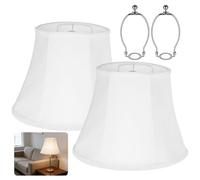 Chewtoyo Lot de 2 abat-jours en tissu blanc pour lampes de table, design pliable, avec supports de harpe, remplacement pour lampadaires et plus encore