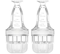 Chewtoyo Lot de 2 applicateurs pour cuir chevelu, blanc transparent, précis avec marquages, masseurs compacts roll-on, compte-gouttes et brosses de nettoyage, applicateurs faciles à utiliser en voyage