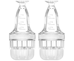 Chewtoyo Lot de 2 applicateurs pour cuir chevelu, blanc transparent, précis avec marquages, masseurs compacts roll-on, compte-gouttes et brosses de nettoyage, applicateurs faciles à utiliser en voyage