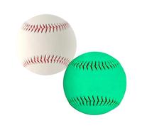 Chewtoyo Lot de 2 balles de Baseball Glow in The Dark, 9 Pouces, 22,8 cm, Poids 142 à 148 g, cœur liège, enveloppe PVC Cousue Main, lumière Verte Fluorescente pour entraînement et Jeux Nocturnes