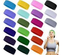 Chewtoyo Lot de 21 bandeaux de sport absorbants la transpiration, bandeaux de sport colorés, pour le basket-ball, la randonnée, le sport, la course, le yoga, l'escalade