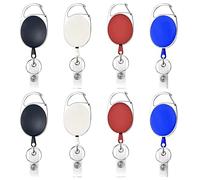 Chewtoyo Lot de 8 porte-badges rétractables avec clip de ceinture, porte-clés en alliage de zinc, coloré, 2,7 x 3,3 cm