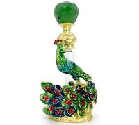 Chewtoyo Parfum idéal pour décanter, flacon de parfum en verre avec détails en plumes et dessus orné de strass Vert et doré 4 ml