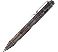 Chewtoyo Stylo bolt action en laiton massif, 14,2 x 1,2 cm, finition noire rétro, stylo d'écriture lesté pour signatures au bureau et en entreprise, cadeau élégant, livré avec boîte cadeau noire