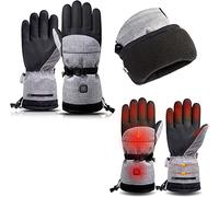 CHEWYNP Gants de vélo électrique Chauffants pour Hommes et Femmes avec 3 Niveaux de Chauffage Double Bande réfléchissante étanche pour la randonnée, la Course à Pied (sans Batterie)