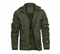 CHEXPEL Vestes d'hiver épaisses avec capuche et doublure en polaire en coton pour homme - Vestes militaires avec poches cargo, Vert militaire-02., X-Large