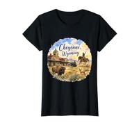 Cheyenne, Wyoming, Capitale, T-Shirt Graphique avec Valeur, Femme, Noir, XS