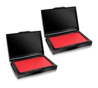Cheynn Lot de 2 tampons encreurs rouges professionnels pour empreintes digitales - 10 x 7 cm - Grand tampon à séchage rapide - Non toxique - Empreinte de pouce - Pour bureau