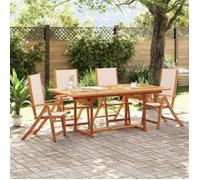 CHEZ JILI*Chaises pliables de jardin Design Classique - RUIGOU - lot de 4 bois d'acacia et textilène99615