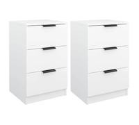 CHEZ JILI* Lot de 2 Tables de chevet - RUIGOU - Petite table de chambre, Blanc 40x36x65 cm Août893785