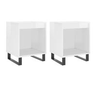 CHEZ JILI* Lot de 2 Tables de chevet - RUIGOU - Petite table de chambre, blanc brillant 40x35x50 cm Août826616