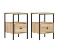 CHEZ JILI* Lot de 2 Tables de chevet - RUIGOU - Petite table de chambre, chêne sonoma 34x36x50 cm bois ingénierie Août140864