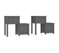CHEZ JILI* Lot de 2 Tables de chevet - RUIGOU - Petite table de chambre, Gris 79,5x38x65,5 cm Bois de pin massif Août165325