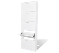 CHEZ JM® Range-chaussures Meuble de rangement à chaussures en bois avec 5 compartiments Blanc, 59x17x169 cm|5623