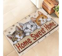 chez Soi, Doux Foyer, Chat Welcome Paillassons Antidérapant Tapis De Douche Durable Tapis De Bain pour Salon Extérieur Porte 40X60Cm