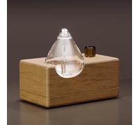 chezArtemis AromaMobi Waterdrop Diffuseur d'Huiles Essentielles en Verre sur Base en Bois Naturel Diffuseur Portable et sans Eau | 4 Modes avec Minuterie | Idéal pour Maison, Voyage et en Cadeau