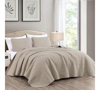 Chezmoi Collection Austin Parure de lit 3 pièces, Polyester, Kaki, King