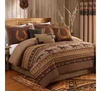 Chezmoi Collection Sedona by Southwestern Wild Horses Parure de lit 7 pièces en microsuède (Queen), Polyester, Marron