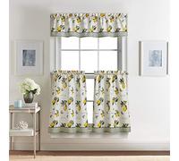 CHF Vintage Lemon Lot de 3 Rideaux de Cuisine avec cantonnière 71,1 x 91,4 cm (l x L), 142 x 35,6 cm (l x L), Jaune Multicolore