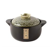 Chfkun Pot en céramique noire avec couvercle, pot chaud japonais en céramique Donabe, ragoût pour la cuisine, marmite à soupe résistante à la chaleur pour la maison, dîner et fête
