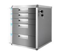 CHFUNE Boîte à tiroirs en métal verrouillable - Armoire de bureau en alliage d'aluminium - 5 niveaux - Boîte de rangement robuste