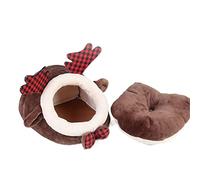 CHFYIJYHM Chaud Hamster Cages Super Doux Hamster Maison Coupe-Vent furets nid Petit lit for Animal de Compagnie(Brown,S)