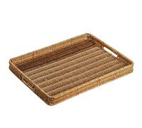 CHFYIJYHM Coffee Table Tray Plastic Serving Tray Rectangular Vanity Tray Household Breakfast Tray Decorative Tray for Living Room(Natural,40 * 30 * 4.5cm)