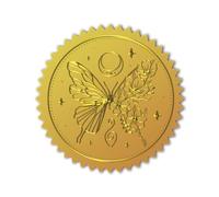 CHGCRAFT 100Pcs Sceaux de Certificat en Feuille D'Or Autocollants en Relief en Feuille D'Or Papillon Sceaux de Certificat en Relief en Feuille D'Or pour Enveloppe Lettre D'Invitation Remise Diplômes