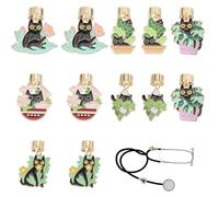 CHGCRAFT 12 breloque Stéthoscope en Forme de Chat 6 styles en Alliage pour Infirmière Accessoire Mignon pour Assistante Médicale