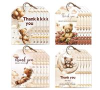 CHGCRAFT 120 pcs 4 styles Étiquettes Cadeaux Ours en Peluche Étiquettes Cadeaux de Remerciement en Papier avec Ficelle 30M Étiquettes Cadeaux Love Hear pour Emballage Cadeau Décorations de Fête
