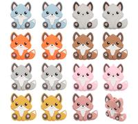 CHGCRAFT 16Pcs 8Couleurs Renard Perles de Silicone Stylo Perles Silicone Perles D'Espacement en Vrac pour Bricolage Collier Bracelet Boucles D'Oreilles Porte-Clés Artisanat Fabrication de Bijoux