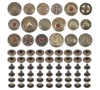 CHGCRAFT 18 ensemble de 18 styles de Boutons Pression Antiques en Alliage de Laiton pour Fermeture Décorative de Portefeuille Projets D'Artisanat Couture Décoration Bronze Antique 0.6X0.3 pouces