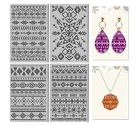 CHGCRAFT 4 feuille de Texture D'Argile à Motif Aztèque Style Bohème Motif Tribal Feuilles de Texture D'Argile Polymère Outils de Bricolage pour la Poterie la Fabrication 3.9x2.6 pouce