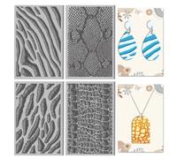 CHGCRAFT 4 feuille de Textures de Peau Animale Tapis Texture en Argile Polymère Tampon Modelage en Argile Feuilles Texture Zèbre pour la Fabrication Boucles D'Oreilles Outils Bijouterie 4 × 2.6 pouces