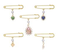 CHGCRAFT 5 épingle de Sûreté en Strass Plaqué Or 18 carats Véritable Broche en Alliage pour Bouquet de Mariage Manteau Chemise Costume Col Accessoires pour Femmes Pull Veste Vêtements Décoration