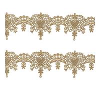 CHGCRAFT 5 Yards 1.7inch Large Or Dentelle Garniture Venise Or Dentelle Ruban Amour Coeur Polyester Broderie Dentelle Garniture pour Costume de Danse de Mariée Couture