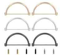 CHGCRAFT 6 Pièces 3 Couleurs Poignées De Sac en Métal Poignées De Sac en Forme De D pour Poignées Faisant des Sacs À Main Faisant Bricolage Dia Sac Poignée De Remplacement 13x7.8cm