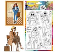 CHGCRAFT à la mode dame lecture clair timbres femme moderne élégant tempérament transparent timbres d'artisanat pour bricolage scrapbooking photo album décoratif 6.3x4.3 pouces