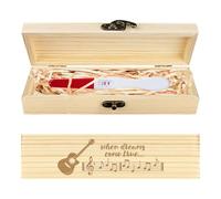 CHGCRAFT Boîte Souvenir de Test de Grossesse Boîte à Musique en Bois pour Guitare Boîte à Cadeaux D'Annonce de Grossesse avec Ruban Raphia et Cadenas Cadeaux D'Annonce pour Papa et Mari 8x2x1.2 pouce