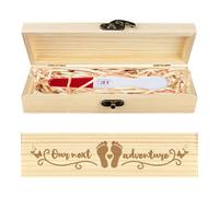 CHGCRAFT Boîte Souvenir de Test de Grossesse Empreinte de Pas Papillon Boîte en Bois pour Annonce de Grossesse avec Ruban en Raphia et Cadenas Cadeaux D'Annonce pour Papa et Mari 8x2x1.2 pouce