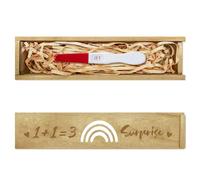 CHGCRAFT Boîte Souvenir de Test de Grossesse en Bois avec Cœur Arc en Ciel et Ruban en Raphia. Cadeau D'Annonce de Grossesse à Pousser Ou à Tirer pour Papa et Mari. 8x2x1.2 pouce