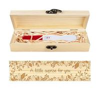 CHGCRAFT Boîte Souvenir de Test de Grossesse en Feuilles D'Eucalyptus Boîte Cadeau en Bois pour Annonce de Grossesse avec Ruban en Raphia et Cadenas Cadeaux D'Annonce pour Papa et Mari 8x2x1.2 pouce