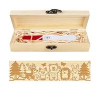 CHGCRAFT Boîte Souvenir Test Grossesse Dessin Animé Animaux la Forêt Mignons Boîte Bois pour Annonce Grossesse avec Ruban Raphia et Cadenas Cadeaux D'Annonce pour Papa et Mari 8x2x1.2 pouce